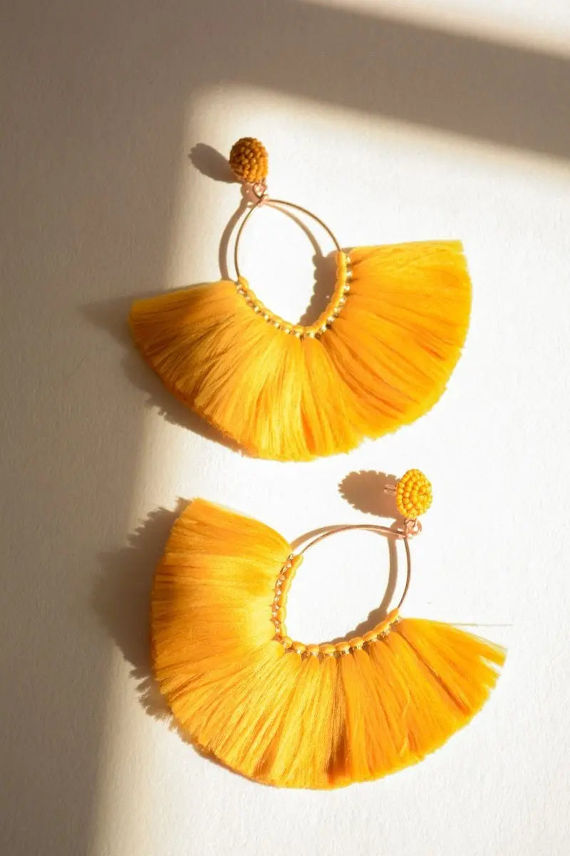 Boho Fan Tassel Hoop Earrings