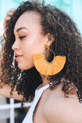 Boho Fan Tassel Hoop Earrings