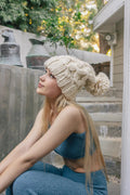 Women's Oversized Chunky Knit Pom Pom Beanie