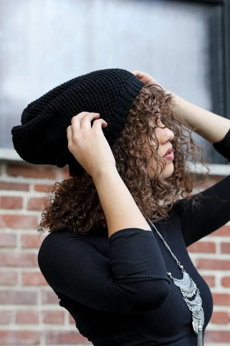 Women's Textured Knit Slouchy Beanie