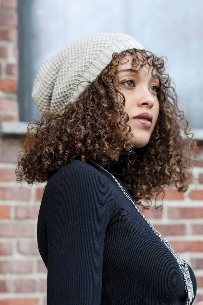 Women's Textured Knit Slouchy Beanie